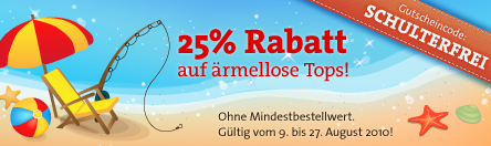 Rabatt f�r �rmellose Shirts bei fraZZe von 25% von 9.8. bis 27.8.
